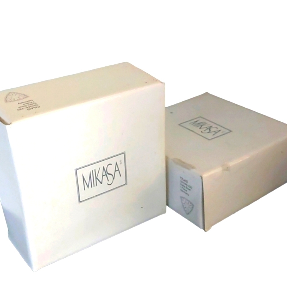 𝅺NEW MIKASA CRYSTAL CANDY DISH Y2k Glass RARE VINTAGE COLLECTIBLE NIB LOT OF 2